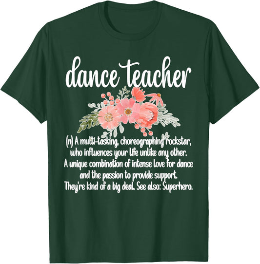 Dance Teacher Appreciation Women's Black Classic Fit Short Sleeve Lace Embellished Dance Teacher T-Shirt - T-Shirt | Forest