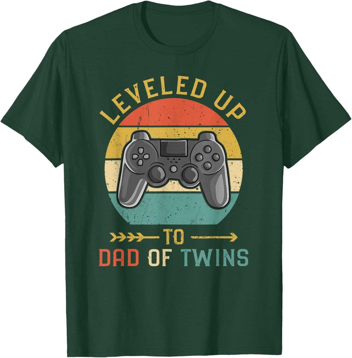 Vintage Level Up to Dad of Twins Gamer Gift T-Shirt - T-Shirt | Forest