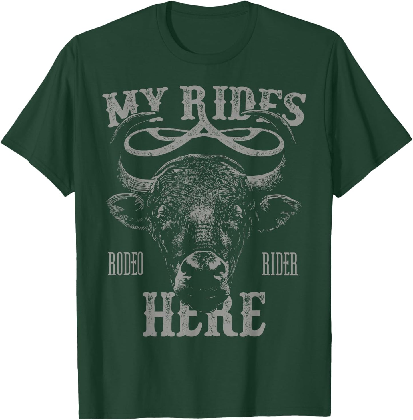 Bull Riding PBR Rodeo Bull Riders Cowboys Western Ranch T-Shirt - T-Shirt | Forest