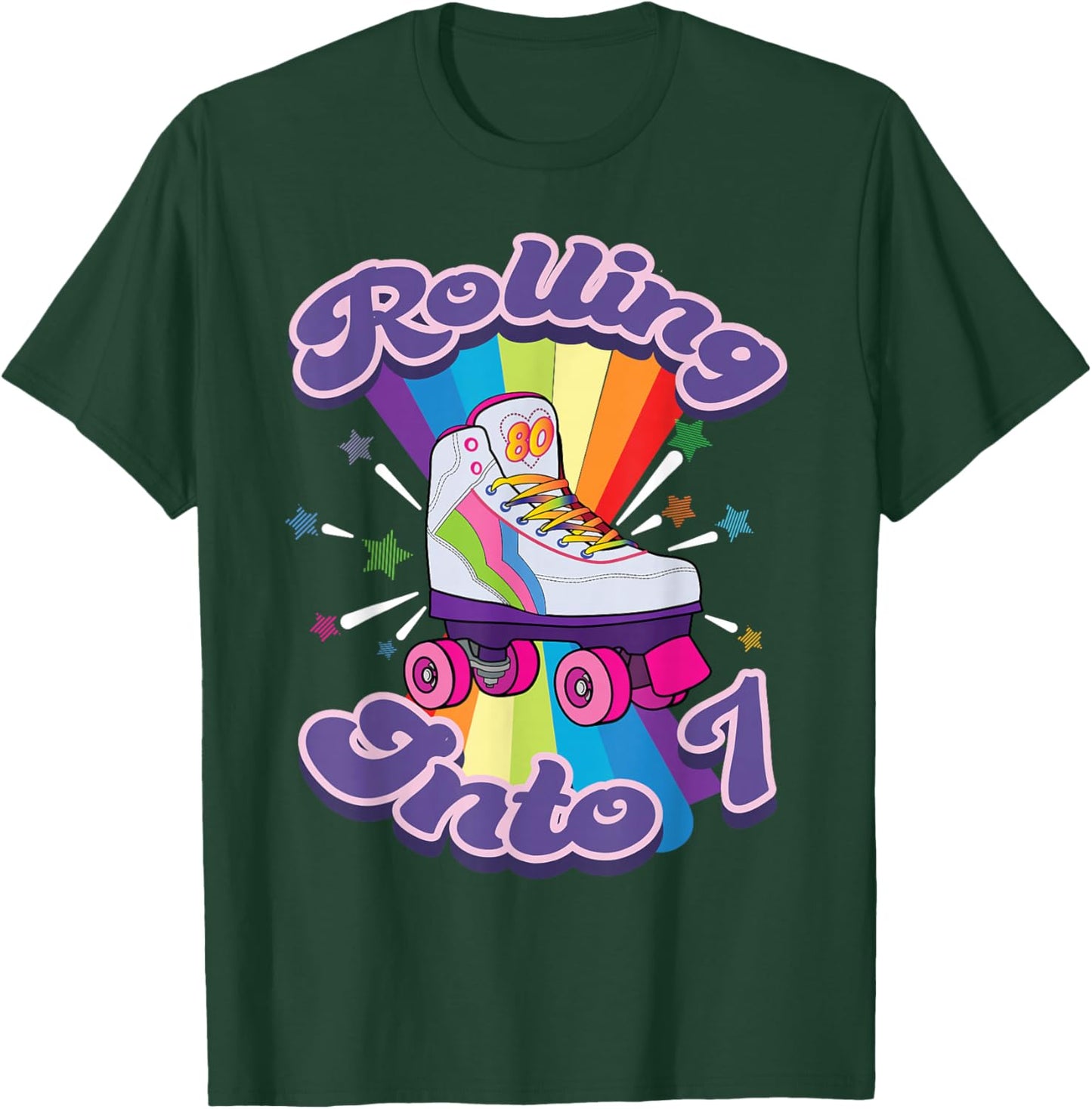 Roller Skating 7 Years Old 7th Birthday Girl Skate 80's Gift T-Shirt - T-Shirt | Forest