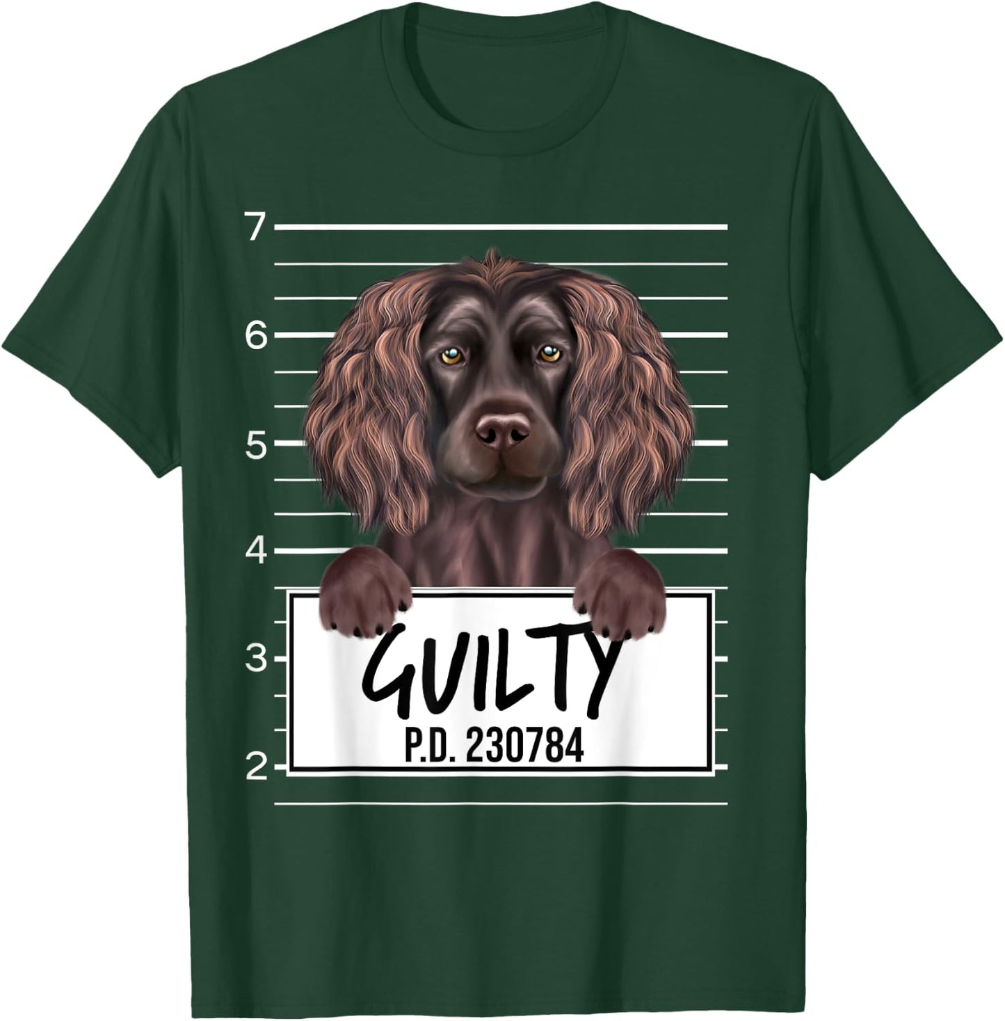 Funny Boykin Spaniel Mugshot Guilty Dog T-Shirt - T-Shirt | Forest