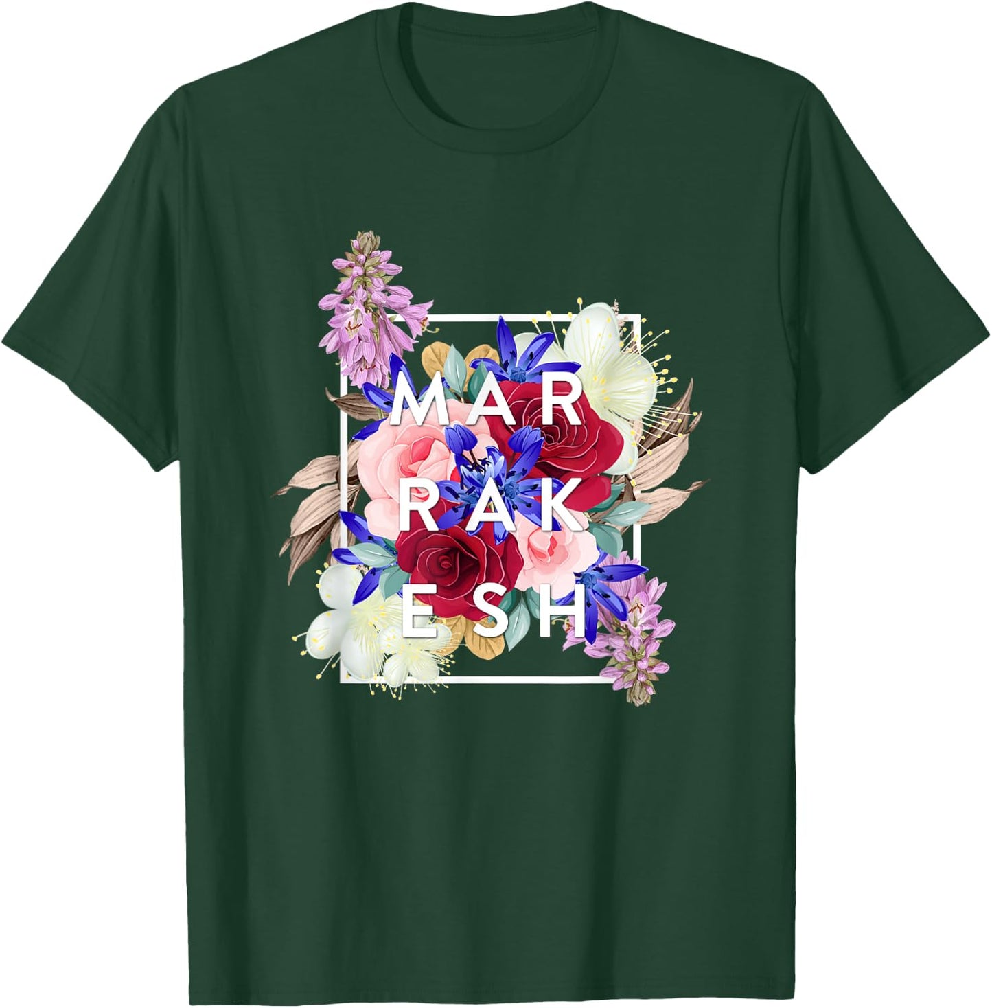 Flowers of Marrakesh Word Art - Morocco Souvenir T-Shirt - T-Shirt | Forest
