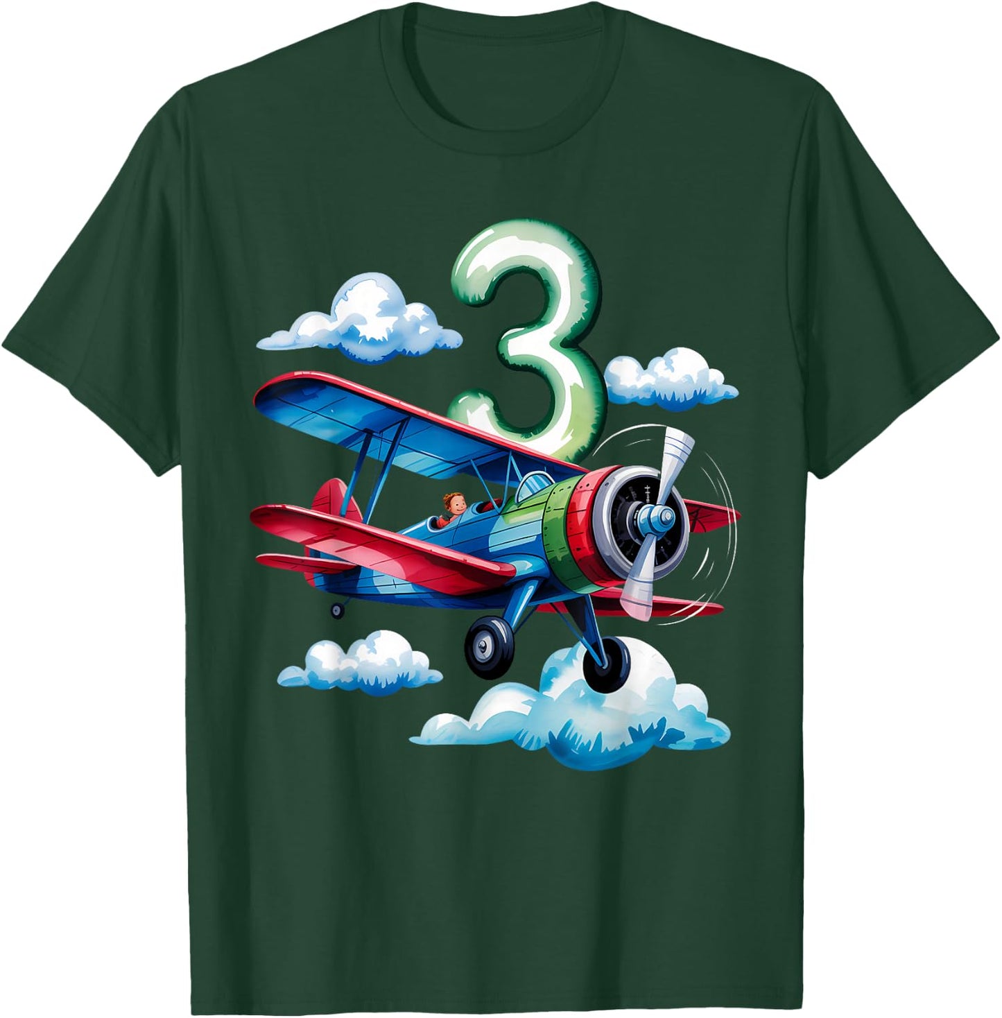 3rd Birthday Boys Airplane Pilot 3 Year Old Boy T-Shirt - T-Shirt | Forest