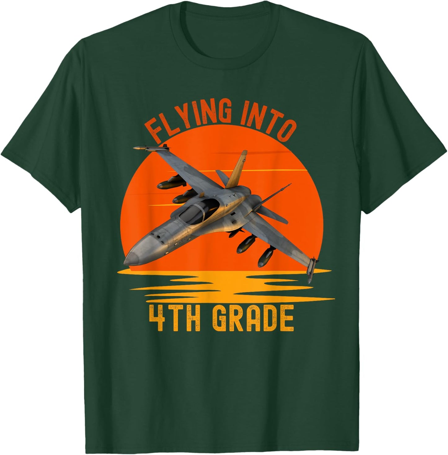 Flying Into 4th Grade Boys Back To School Jet Graphic T-Shirt - T-Shirt | Forest