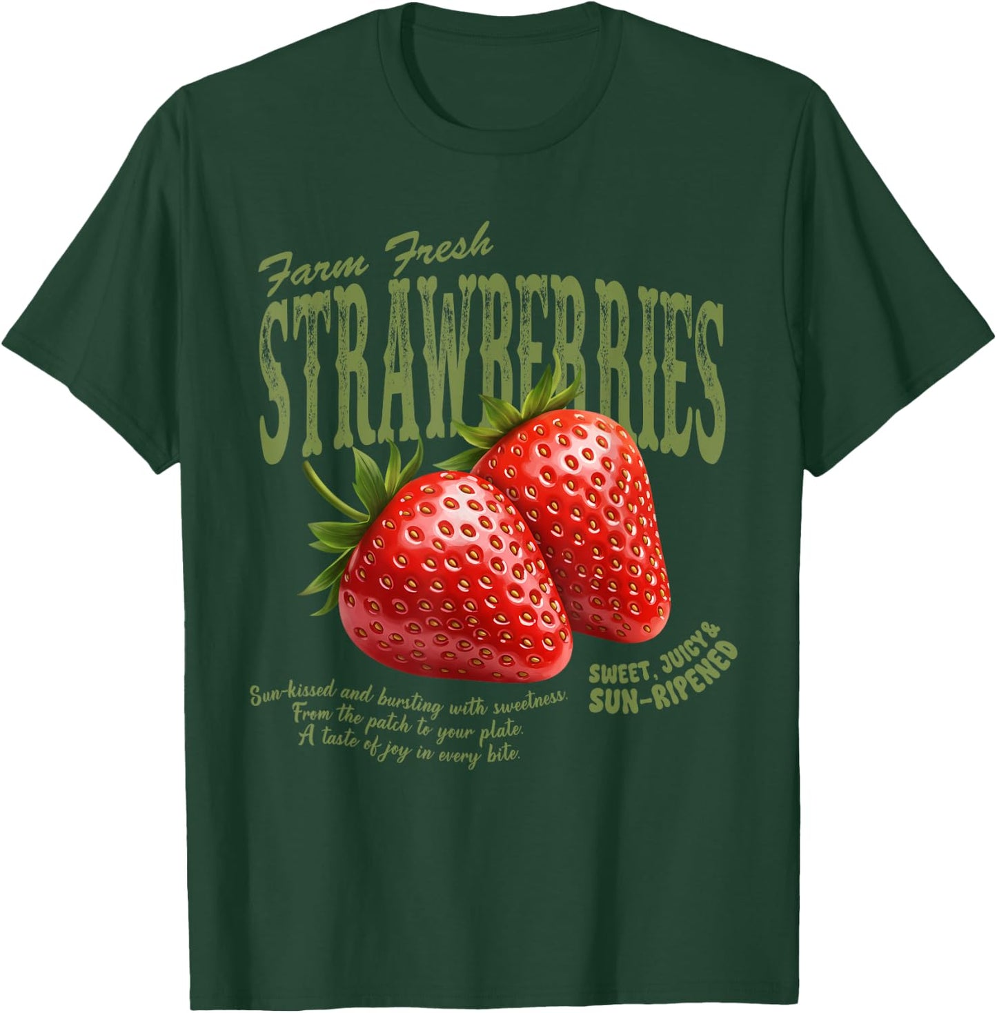 Farm Fresh Strawberries Retro Farmer Market Summer Lover T-Shirt - T-Shirt | Forest