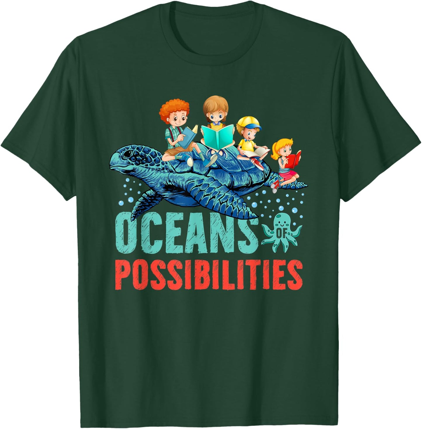 Oceans Of Possibilities Summer Reading 2022 Octopus Men Women Kids T-Shirt - T-Shirt | Forest