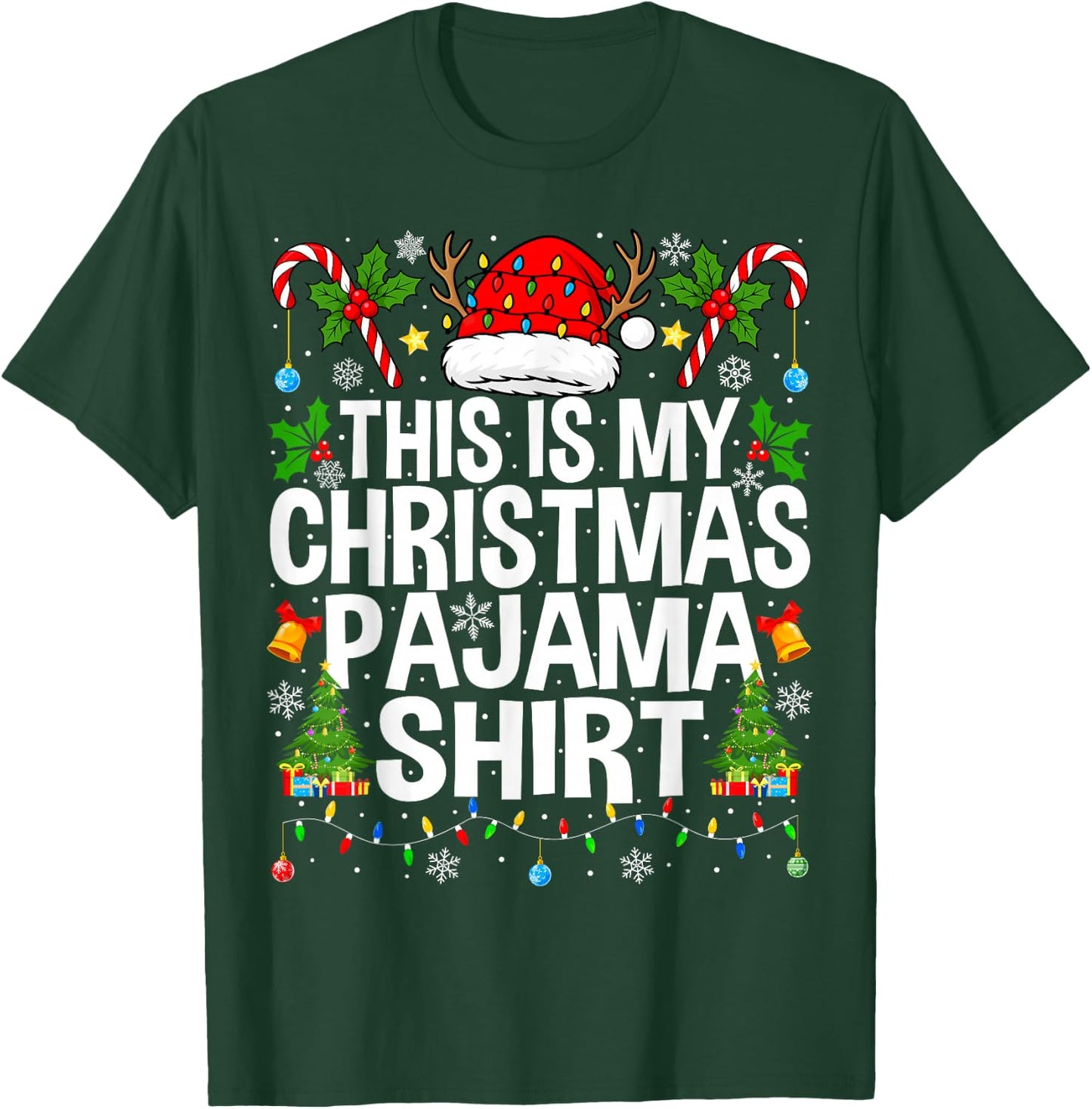 This is My Christmas Pajama Shirt Funny Xmas PJs Christmas T-Shirt - T-Shirt | Forest