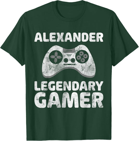 Personalized Legendary Gamer Shirt Alexander Name Gamer T-Shirt - T-Shirt | Forest