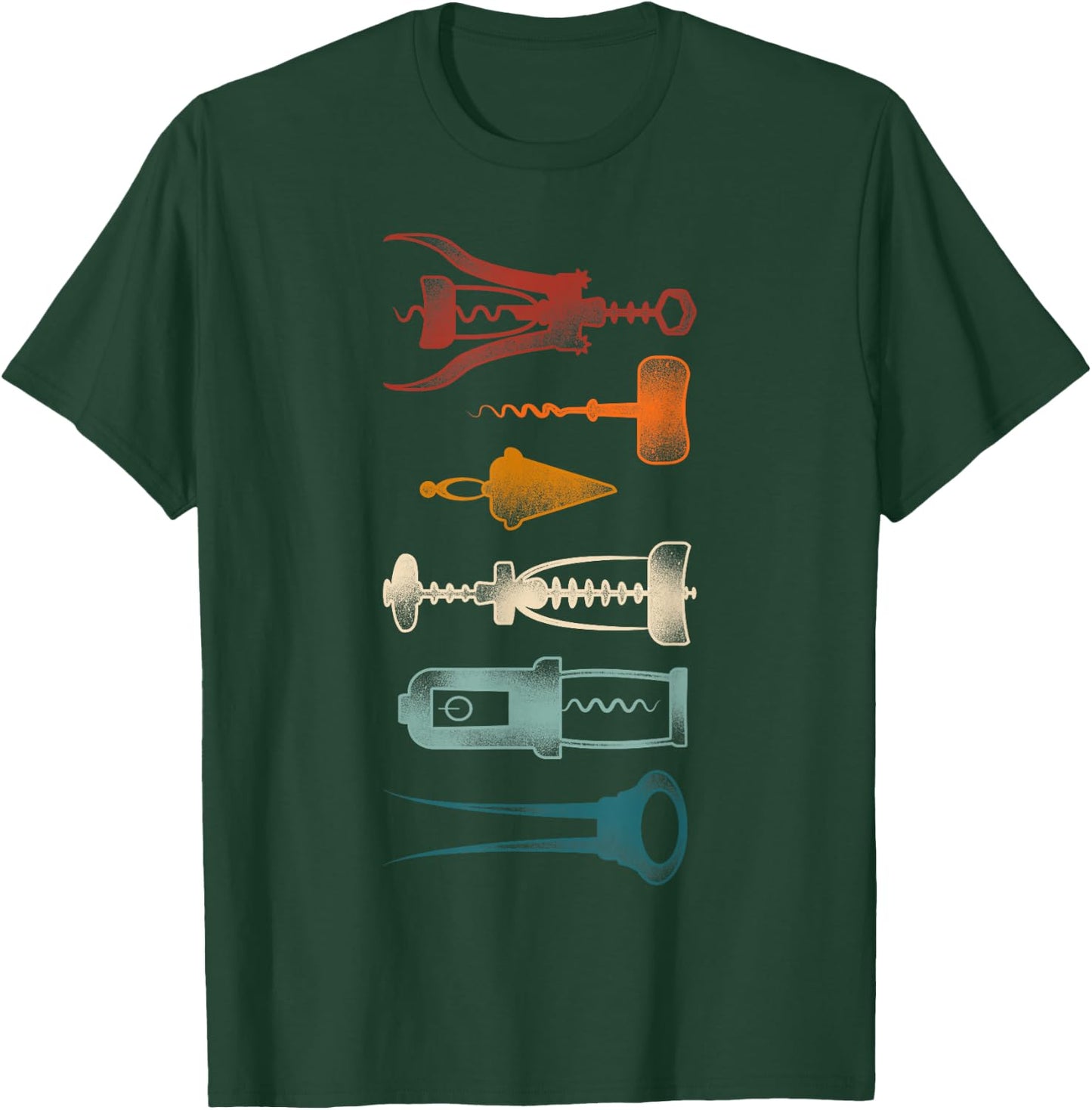 Sommelier Wine Drinking Tasting Retro Corkscrew Wine Opener T-Shirt - T-Shirt | Forest