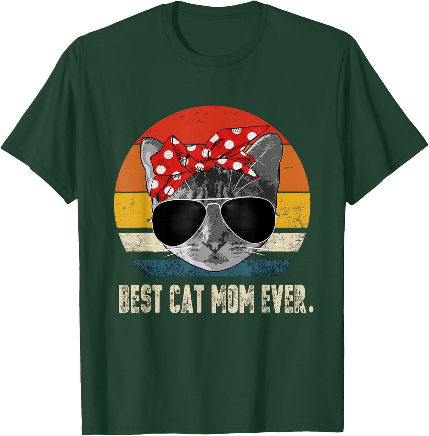 Best Cat Mom Ever Vintage Retro Cat Mommy Cat Mother T-Shirt - T-Shirt | Forest