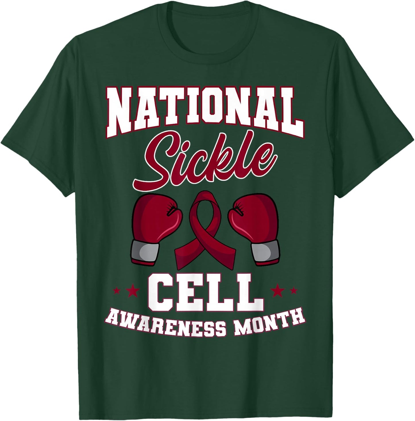 Sickle Cell Disease SCD Warrior Burgundy Awareness Ribbon T-Shirt - T-Shirt | Forest