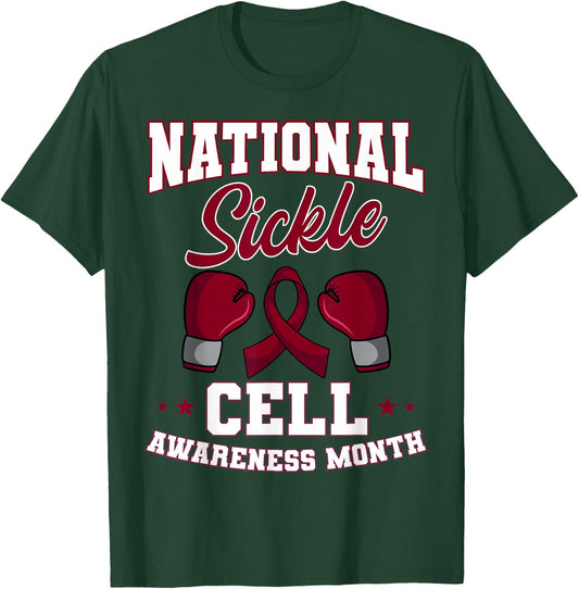 Sickle Cell Disease SCD Warrior Burgundy Awareness Ribbon T-Shirt - T-Shirt | Forest