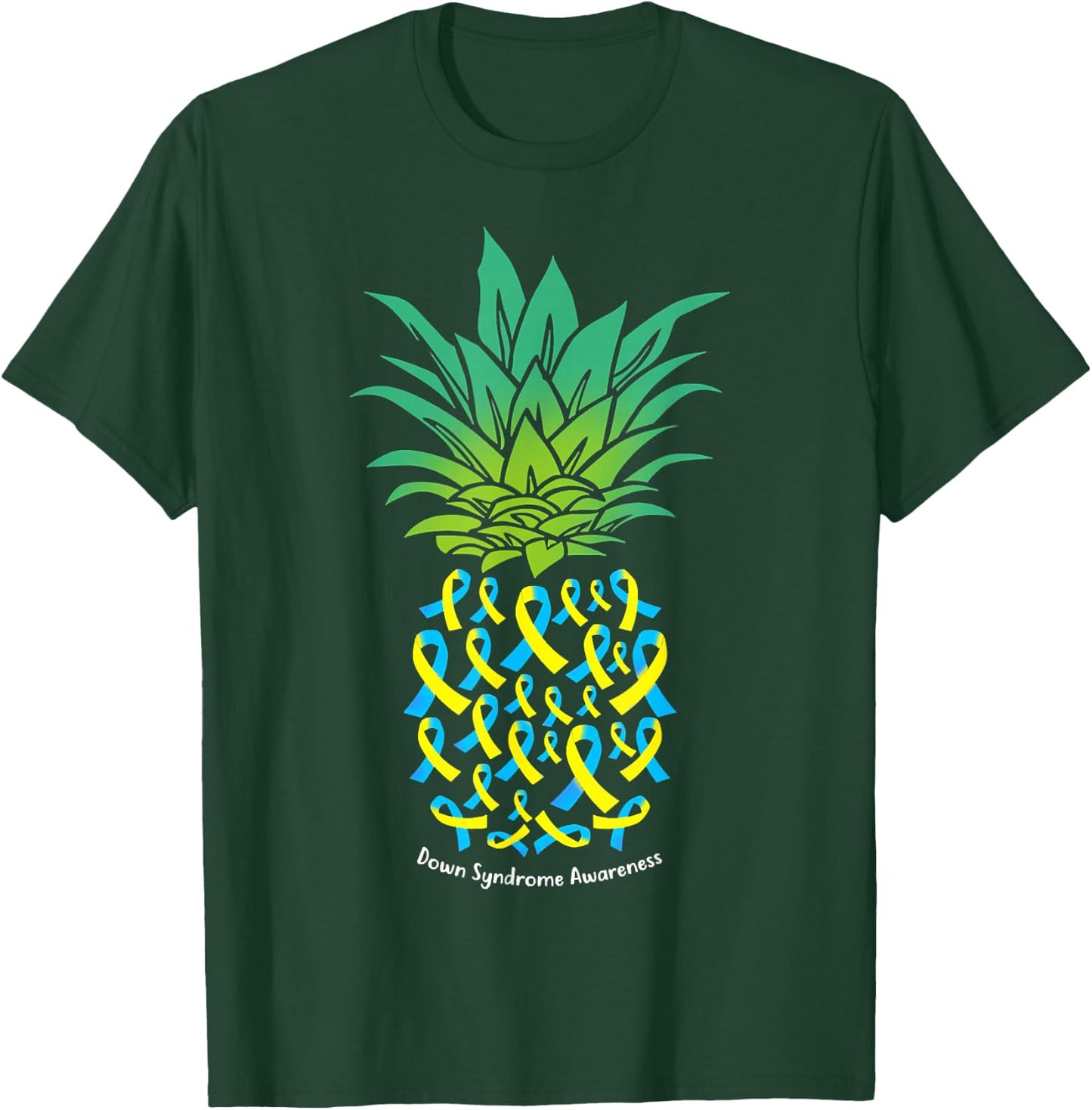 Pineapple Down Syndrome Awareness Tribe 21 Gold Blue Ribbon T-Shirt - T-Shirt | Forest