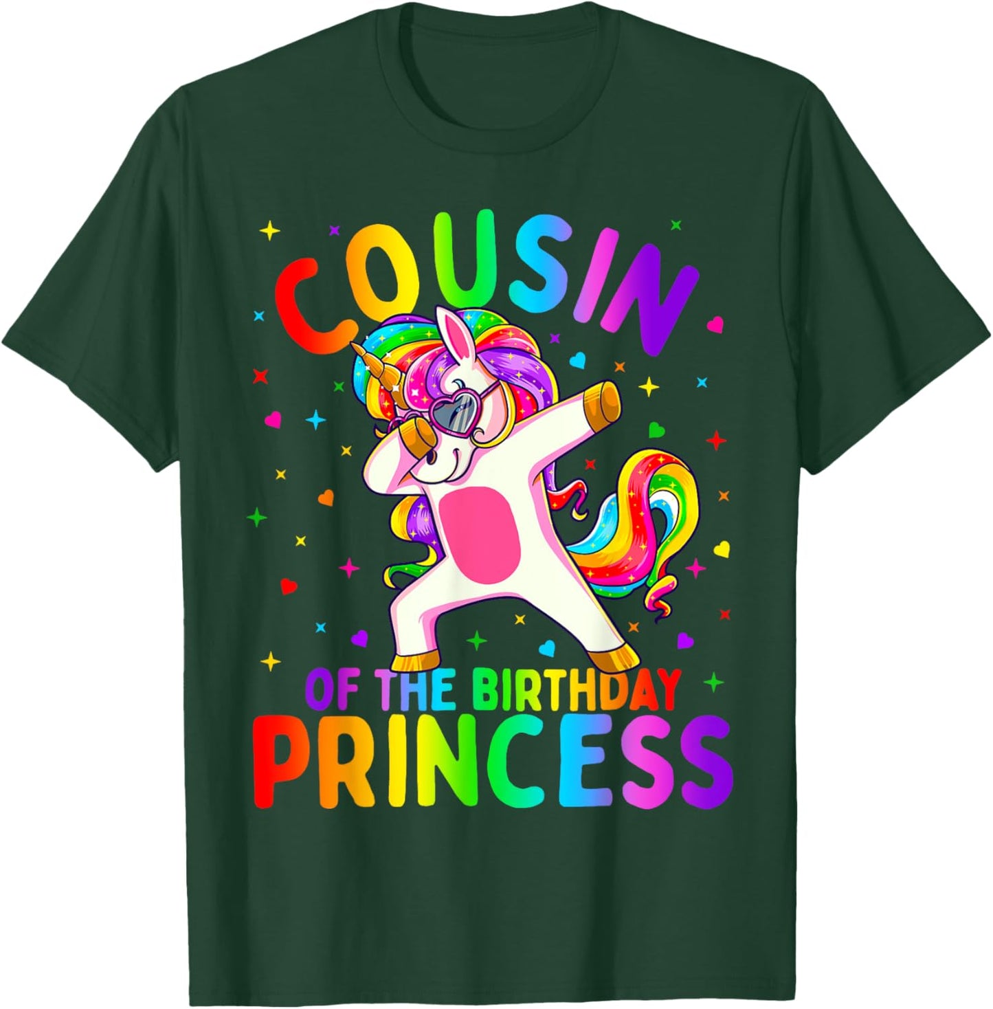 Cousin of the Birthday Princess Girl Dabbing Unicorn T-Shirt - T-Shirt | Forest