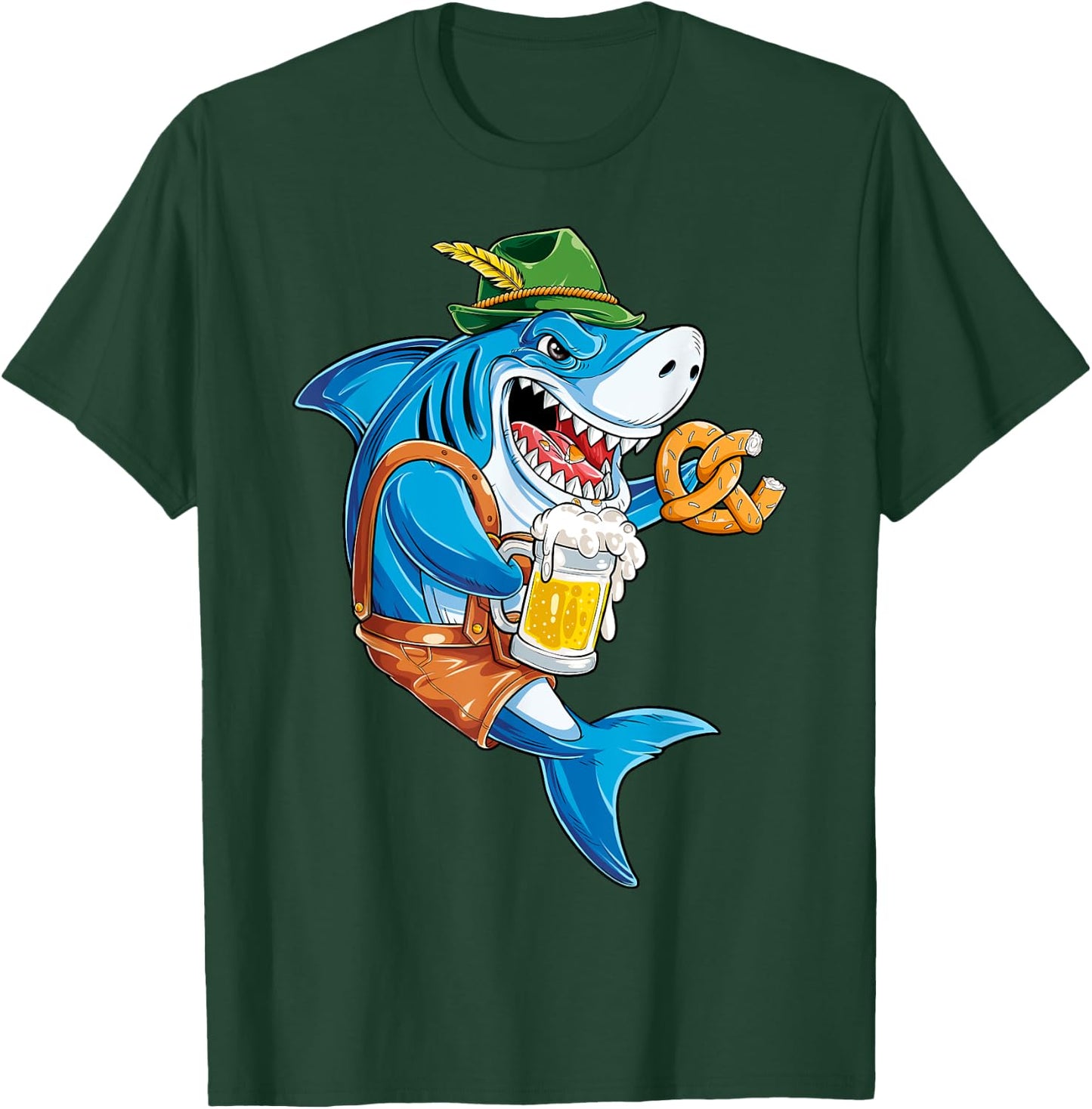 Shark Oktoberfest Lederhosen Costume Men Jawsome Beer Fest T-Shirt - T-Shirt | Forest