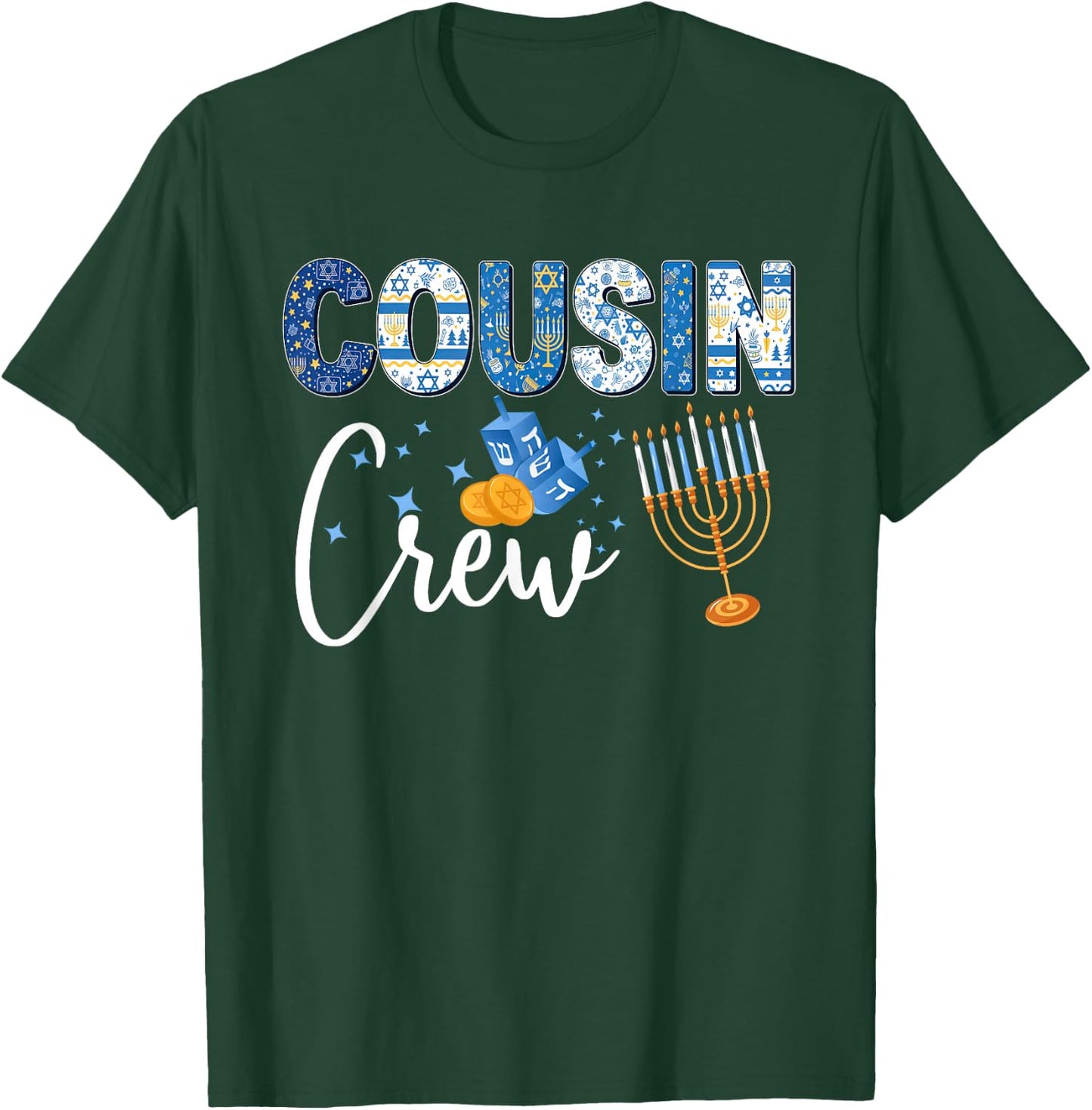 Hanukkah Cousin Crew Matching Family Christmas Pajamas Kids T-Shirt - T-Shirt | Forest