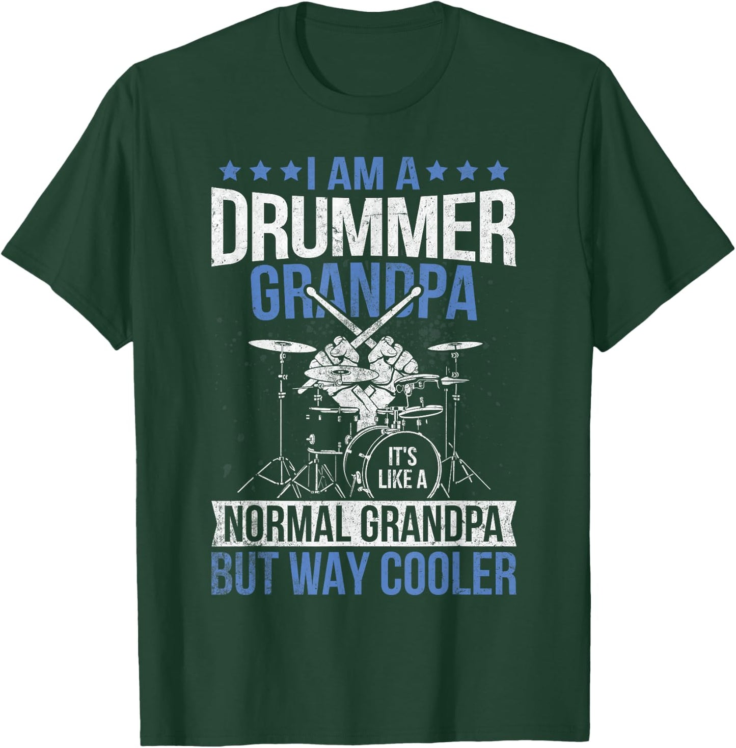 Drummer Grandpa Drum Enthusiast Grandfather Novelty T-Shirt - T-Shirt | Forest
