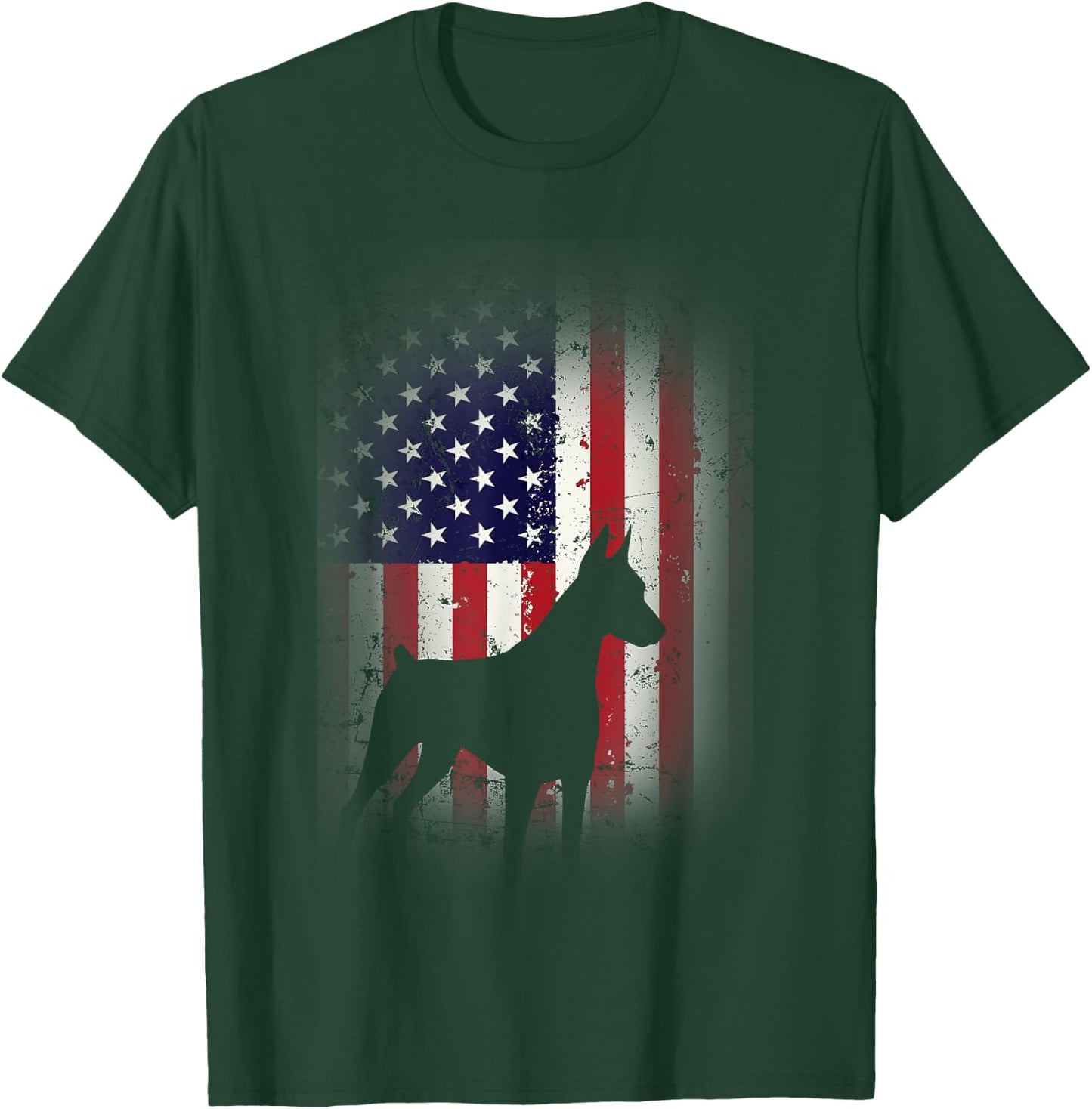Funny Doberman Pinscher Art Women Doberman US Flag T-Shirt - T-Shirt | Forest