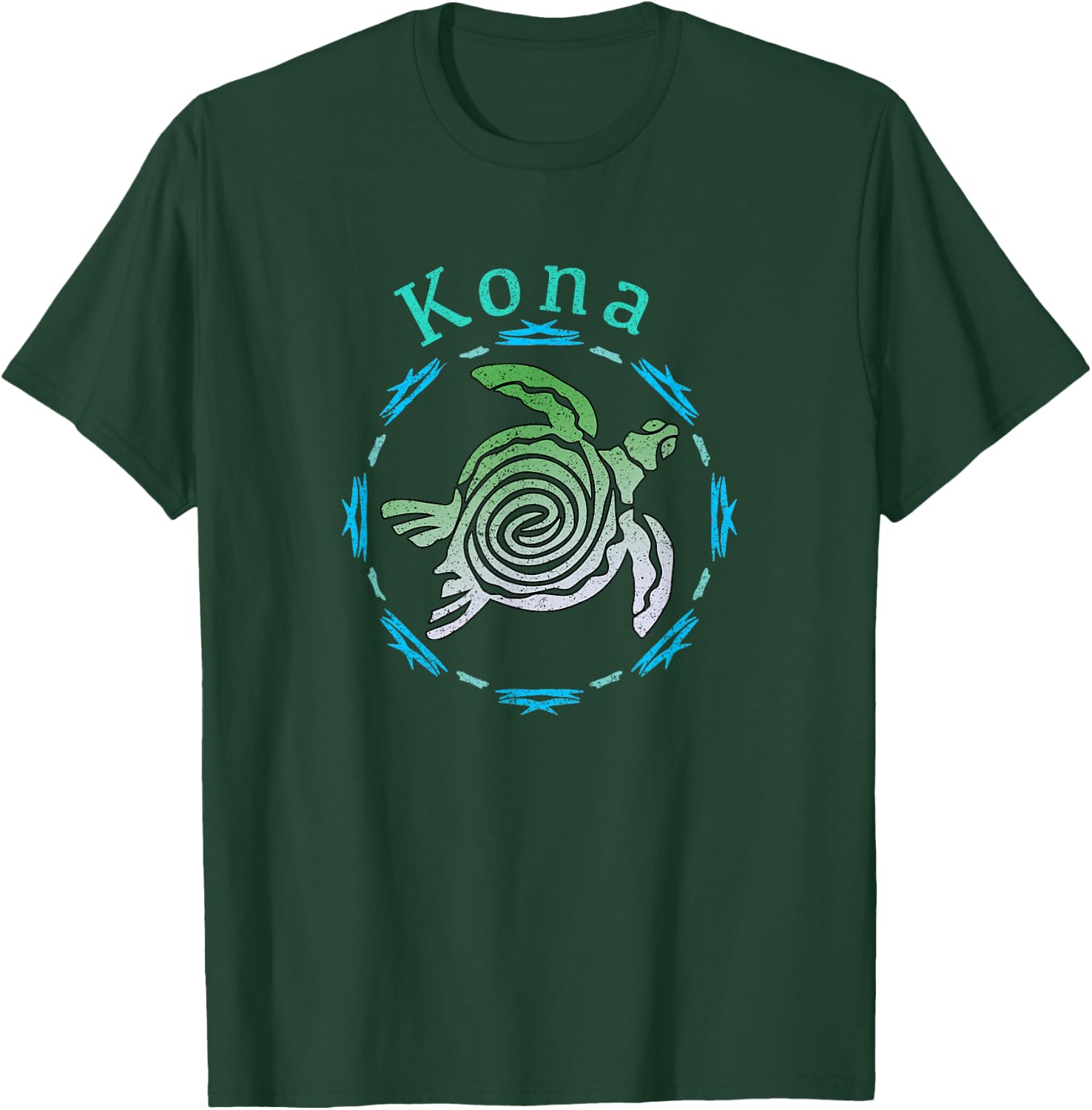 Kona Hawaii Vintage Tribal Turtle Gift T-Shirt - T-Shirt | Forest