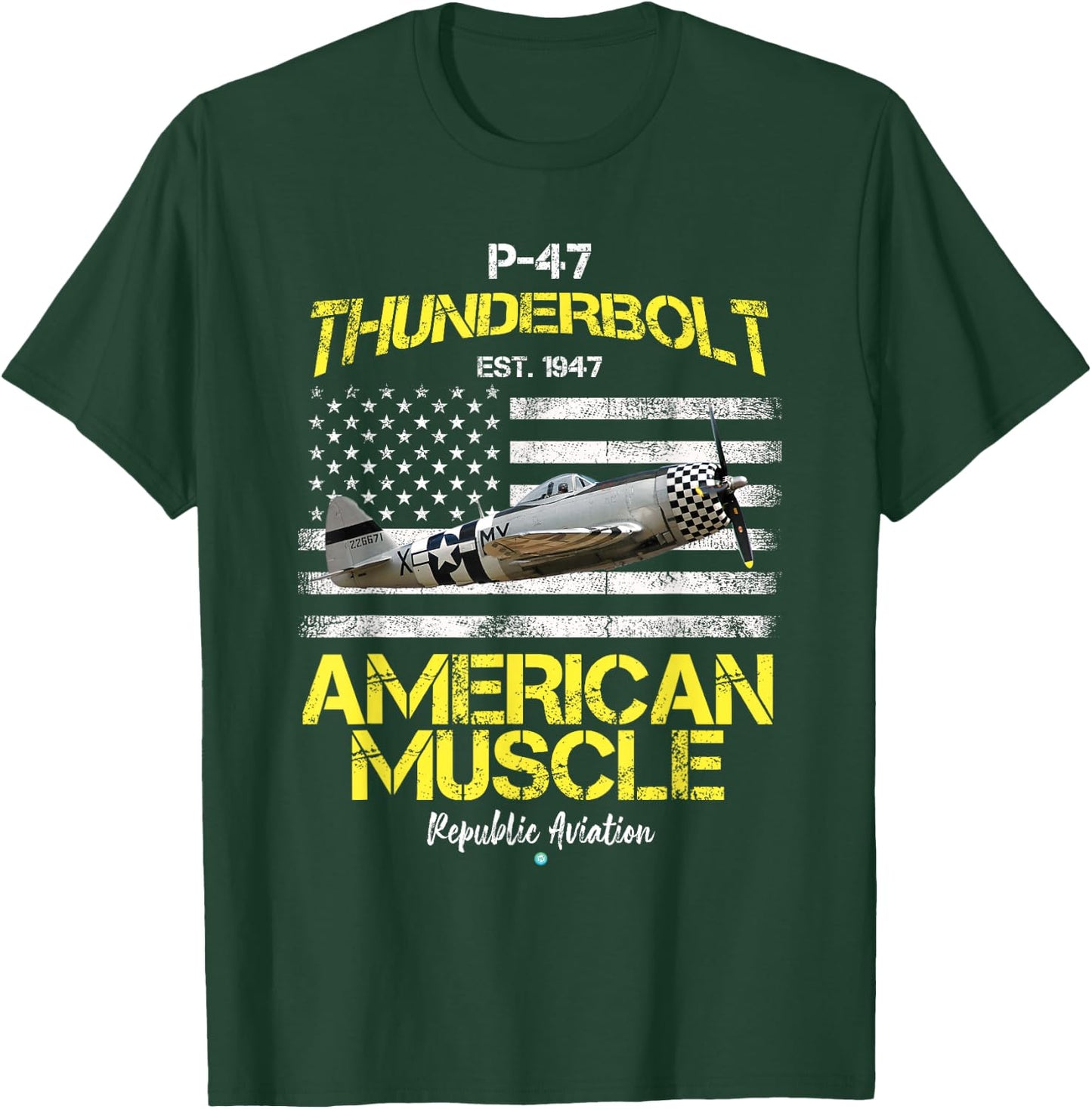 P-47 Thunderbolt WWII Airplane American Muscle Gift T-Shirt - T-Shirt | Forest