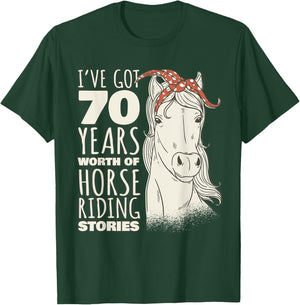 70th Birthday Seventy - 70 Years Old Horse Rider T-Shirt - T-Shirt | Forest