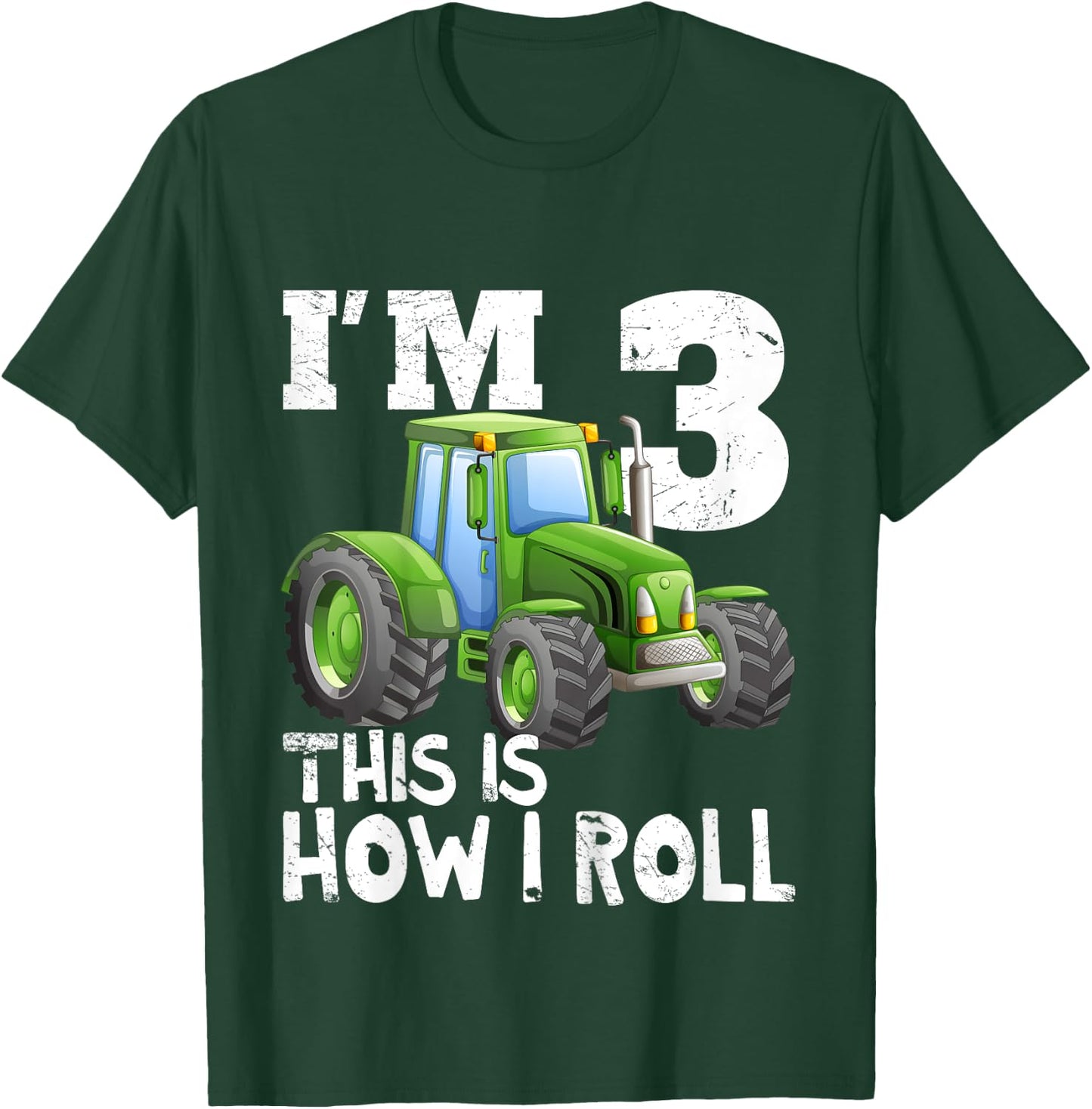 Green Farm Tractor 3rd Birthday Party Gift 3 Year Old T-Shirt - T-Shirt | Forest