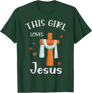 This Girl Love Jesus Teens Kids Women Christian Faith Pajama T-Shirt - T-Shirt | Forest