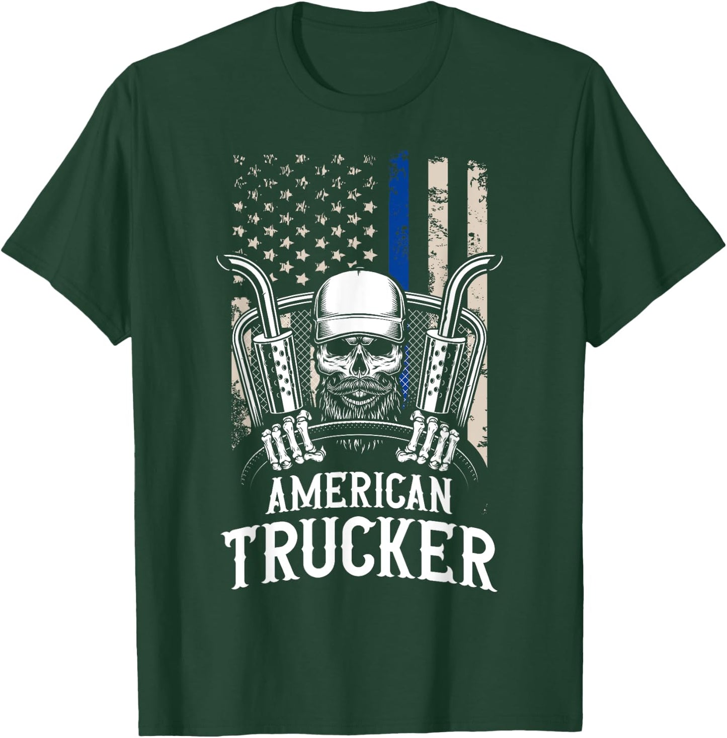 American Trucker for Patriotic Truck Driver T-Shirt - T-Shirt | Forest