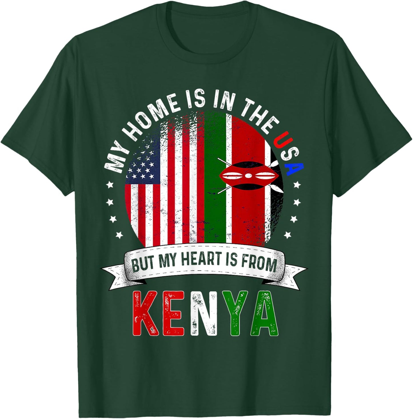 kenyan American Patriot Heart is from kenya Flag T-Shirt - T-Shirt | Forest