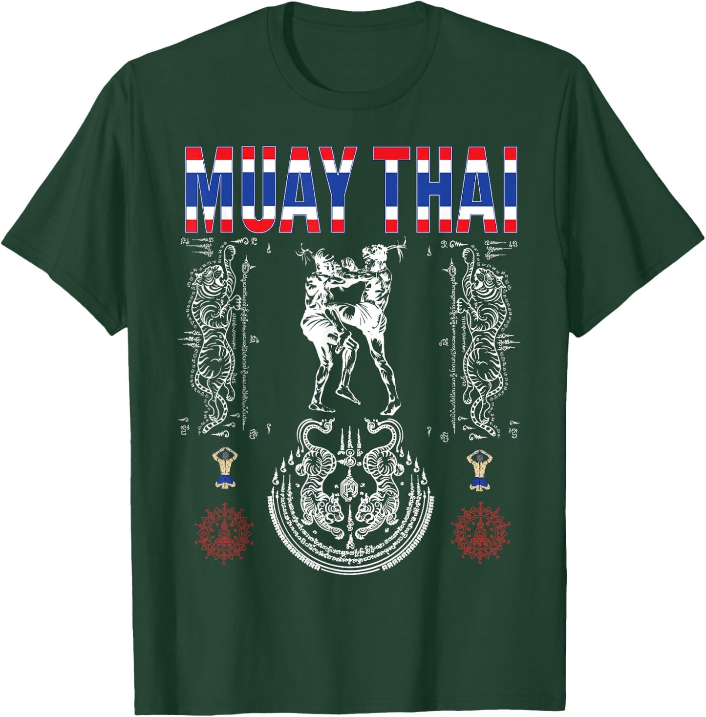 Sawadee thai traditional sak yant thai twin tiger muay thai T-Shirt - T-Shirt | Forest