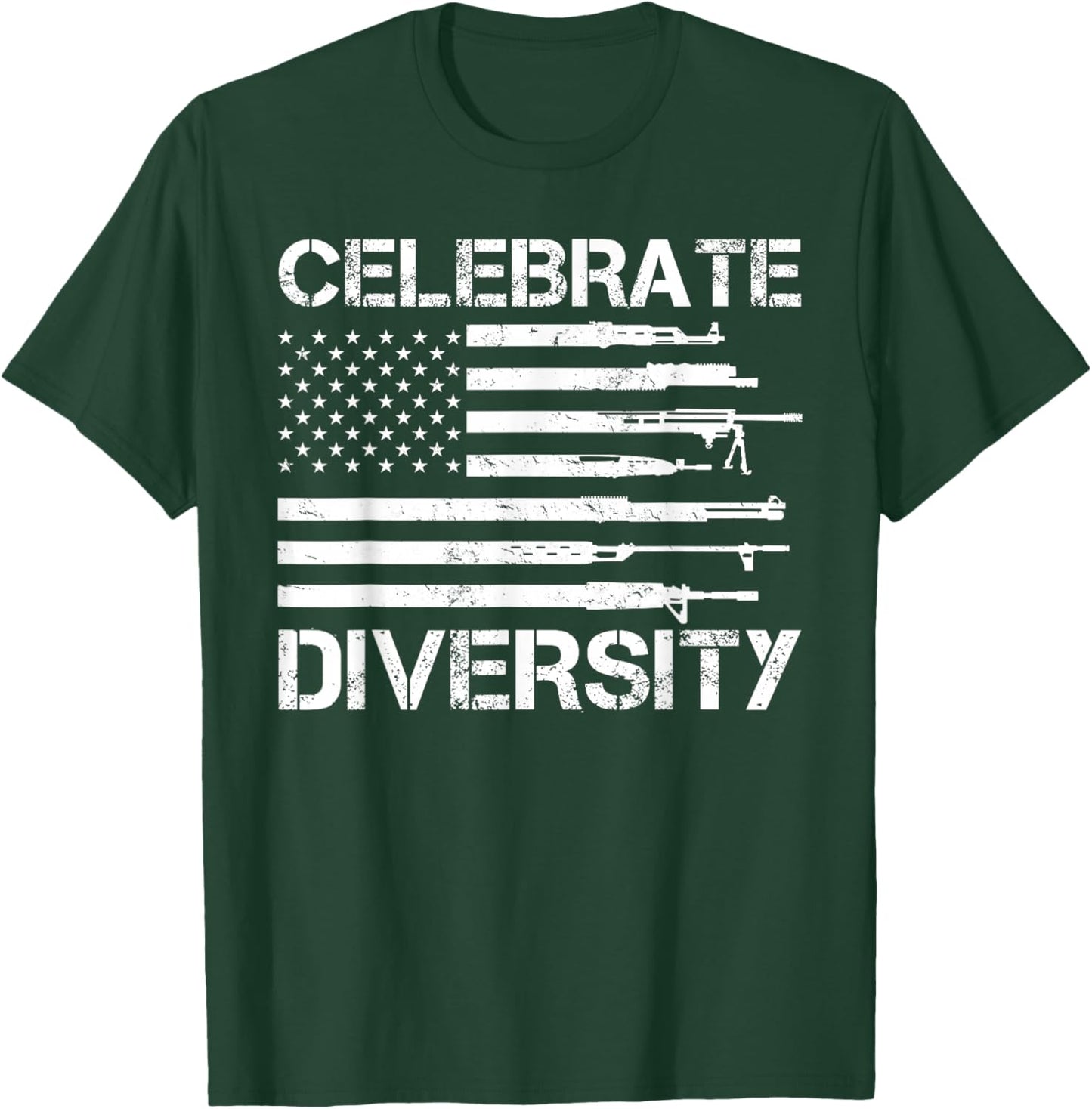 Proud Veteran Gun Owner Bullets American Flag HBL Celebrate Diversity Bullet Gun Rights Gun Lover Soldier T-Shirt - T-Shirt | Forest