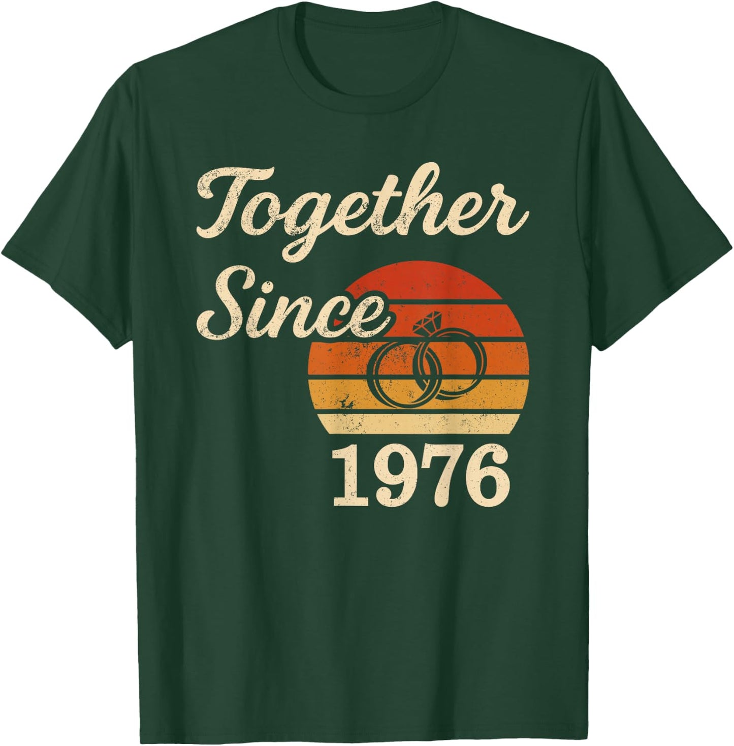 Vintage Sunset Together Since 1976 50th Wedding Anniversary T-Shirt - T-Shirt | Forest