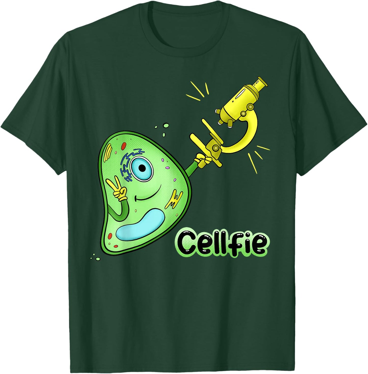 Cellfie Science Joke Biology Cell & Microscope Selfie Pun T-Shirt - T-Shirt | Forest
