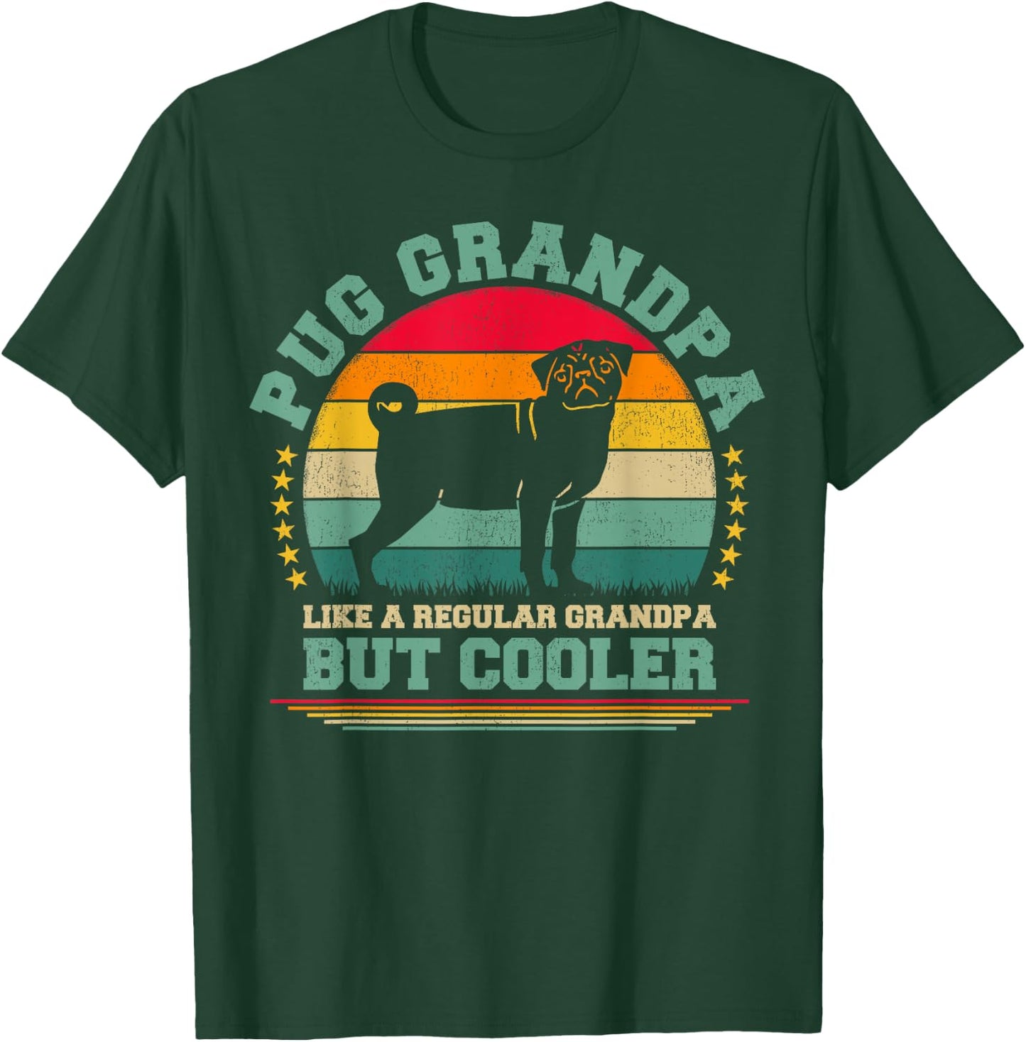 Pug Dog Lover Funny Vintage Pug Grandpa Father's Day T-Shirt - T-Shirt | Forest