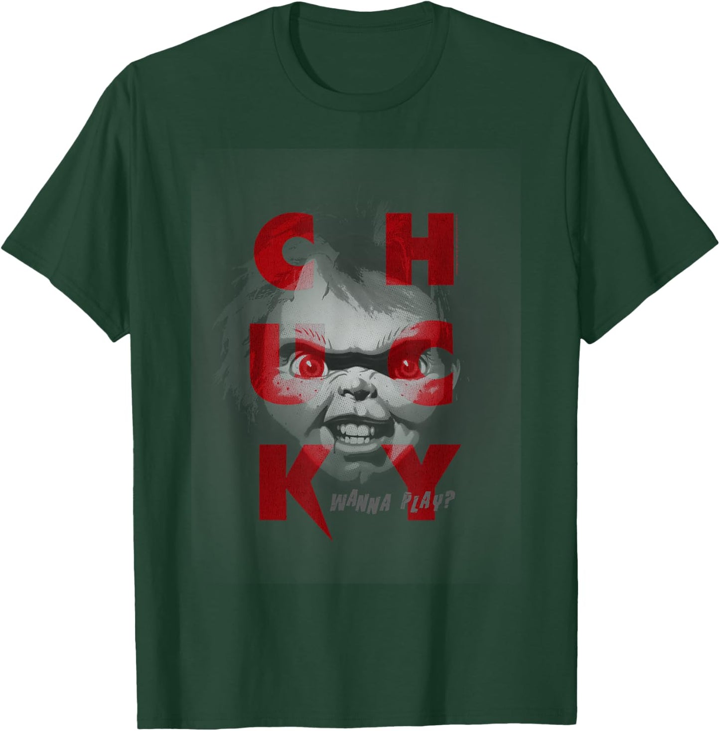 Chucky Wanna Play Grayscale Portait T-Shirt - T-Shirt | Forest