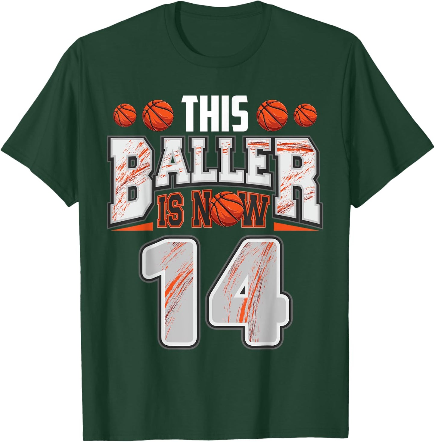Basketball player 14 Years Old Boy Basketball 14th Birthday T-Shirt - T-Shirt | Forest