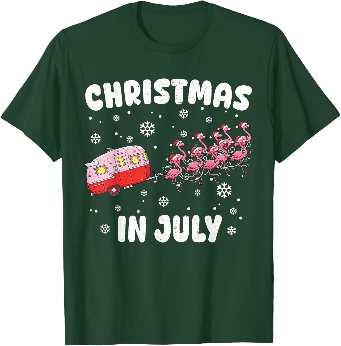 Flamingo Summer Christmas in July Xmas Camper Men Women Kids T-Shirt - T-Shirt | Forest