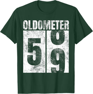Oldometer 58-59 yrs old Man Woman Bday Graphic 59th Birthday T-Shirt - T-Shirt | Forest