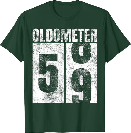 Oldometer 58-59 yrs old Man Woman Bday Graphic 59th Birthday T-Shirt - T-Shirt | Forest