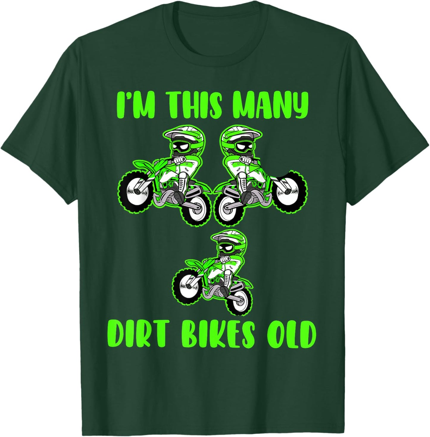 I'm This Many Dirt Bikes 3 Year Old 3rd Birthday Motocross T-Shirt - T-Shirt | Forest