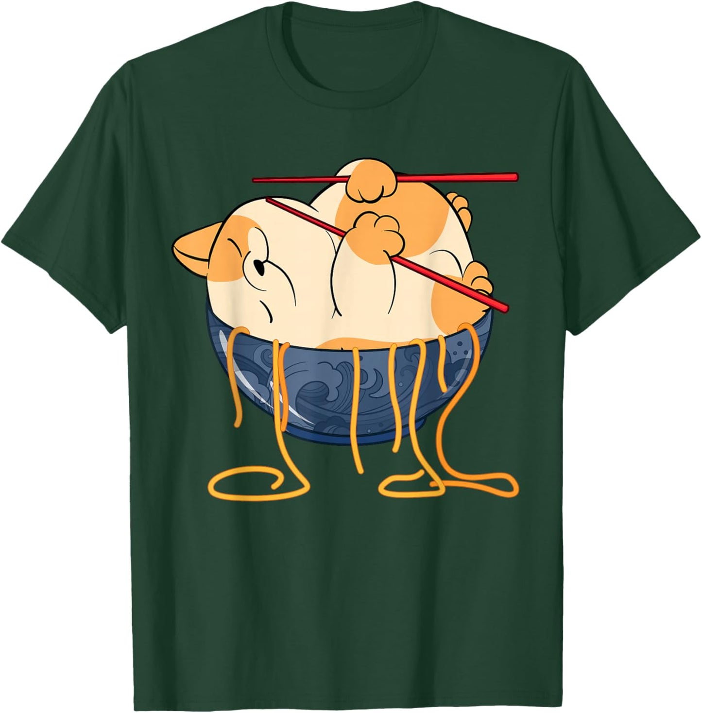 Cute Anime Merch Cat Design Japanese Ramen Noodle Clothes T-Shirt - T-Shirt | Forest