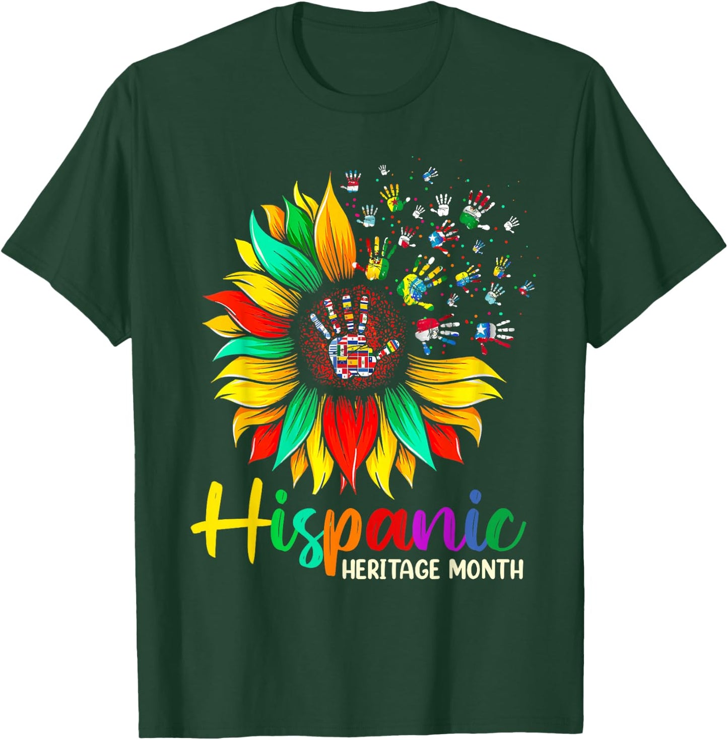 National Hispanic Heritage Month Sunflower All Countries T-Shirt - T-Shirt | Forest