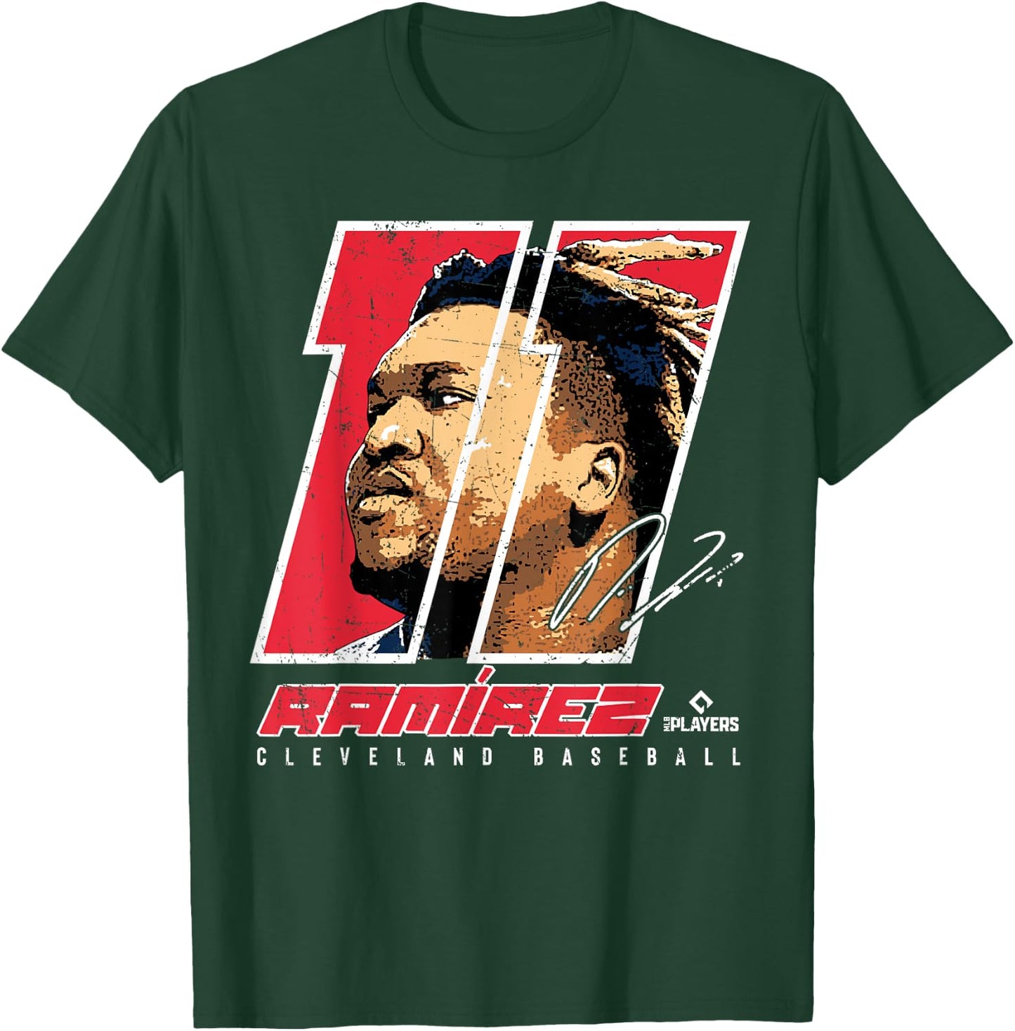 Jose Ramirez - Silhouette Enriquito Cleveland MLBPA T-Shirt - T-Shirt | Forest