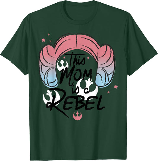 Star Wars This Mom Is A Rebel Princess Leia Hair T-Shirt - T-Shirt | Forest