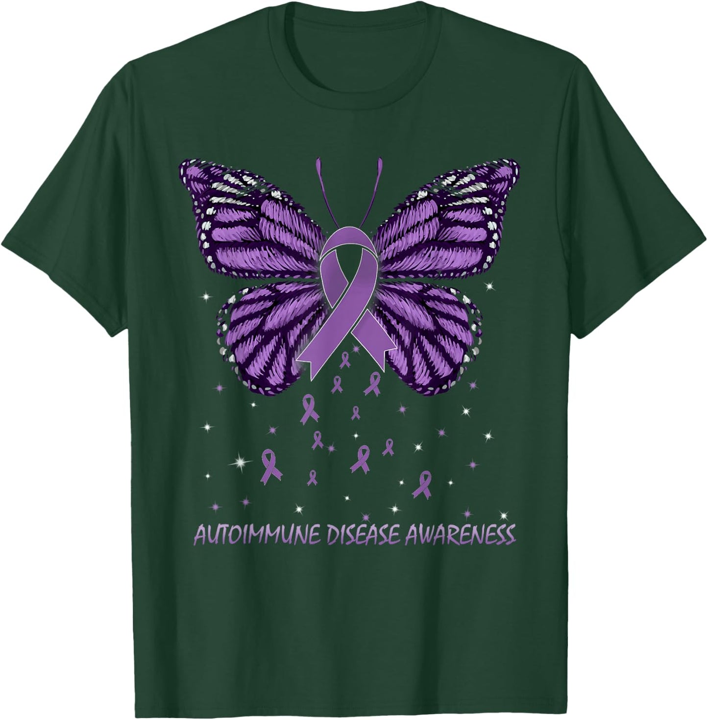 Autoimmune Disease Awareness Butterfly T-Shirt - T-Shirt | Forest