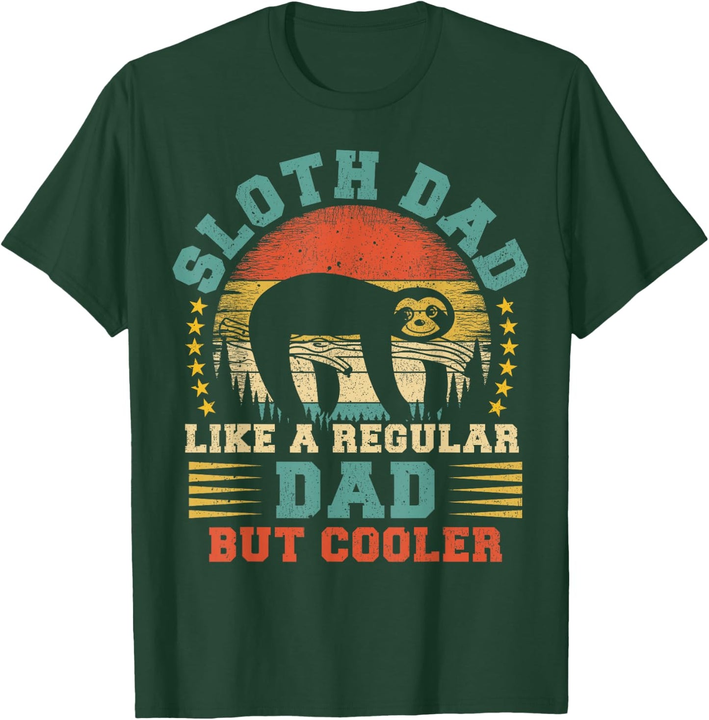 Vintage Sloth Dad Like A Regular Dad Sloth Father's Day T-Shirt - T-Shirt | Forest