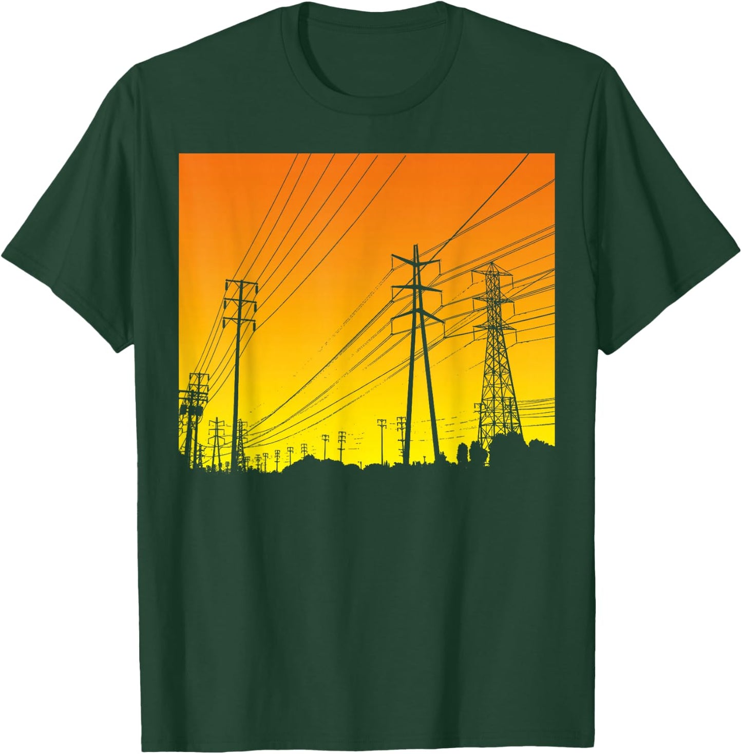 Ulility Pole | Electric Power Pole Shirt T-Shirt - T-Shirt | Forest