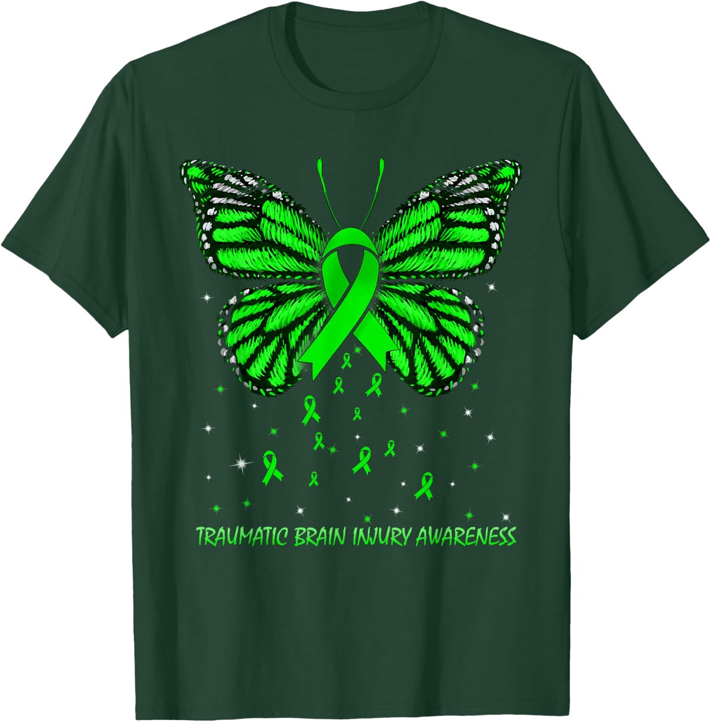 Traumatic Brain Injury Awareness Butterfly T-Shirt - T-Shirt | Forest