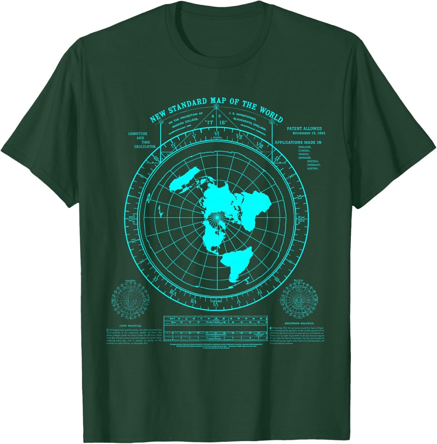 Gleason's New Standard map of The World, Flat Earth T-Shirt - T-Shirt | Forest