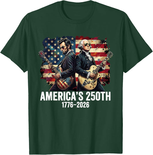 America's 250th July 4th Abraham Lincoln George Washington T-Shirt - T-Shirt | Forest